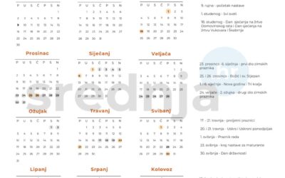 Školski kalendar s praznicima za 2024.-2025. školsku godinu