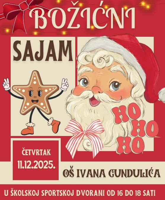 Pozivnica za Božićni sajam u OŠ Ivana Gundulića