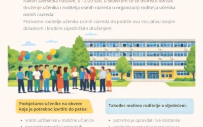 Obavijest za učenike i roditelje – završetak nastavne godine