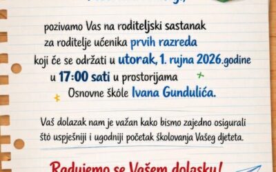 Prvi roditeljski sastanak za roditelje učenika prvih razreda