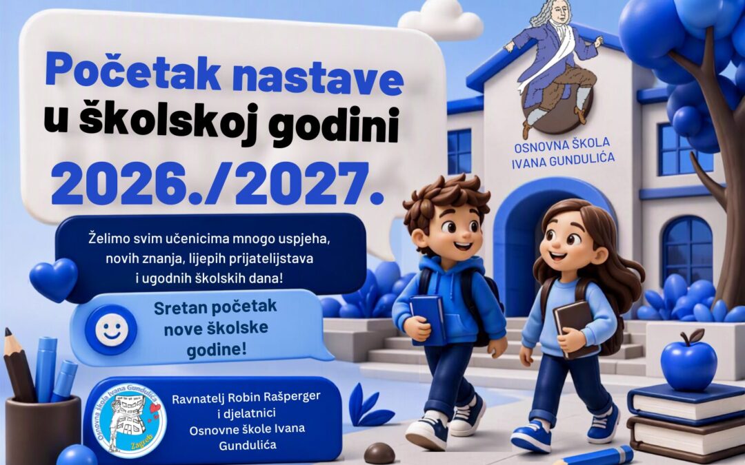 Početak nastave u školskoj godini 2026./2027.